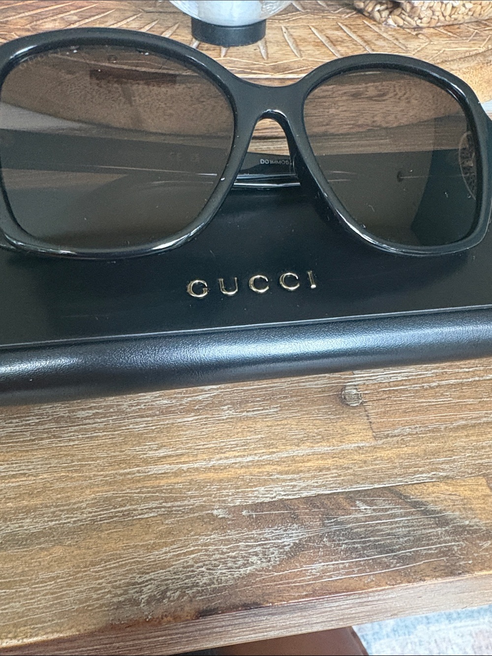 Gucci Black Sunglasses with Gold-Logo Case , new! Never worn